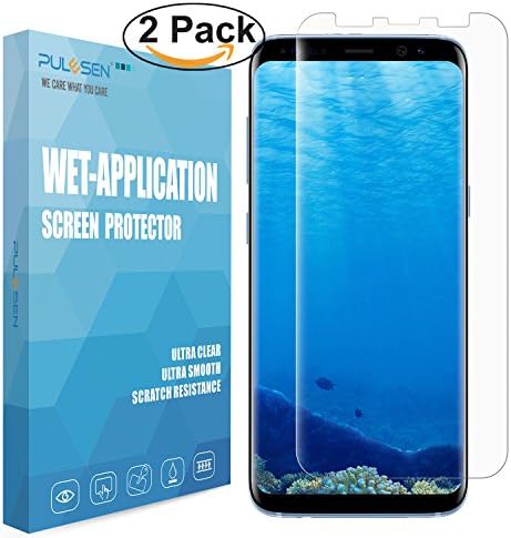 Galaxy S8 Screen Protector, PULESEN® [2-Pack] [Full Coverage] [Case Friendly] [No-Lifting] [Bubble-Free] [Ultra Clear] Wet Applied Screen Protector Film for Samsung Galaxy S8 2017 - Lifetime Warranty