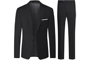 Allthemen Mens Suits 2 Piece Regular Fit Wedding Dress Suit Two Buttons Business Suit Blazer Trousers