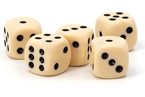 WeLoveBeads 16 mm D6 dé Ivoire/Noir - Made en Allemagne! - 5 PCS