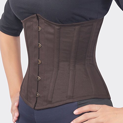 Spiral-Steel-Boned-Brown-Waist-Shaper-Corset-in-100-Cotton