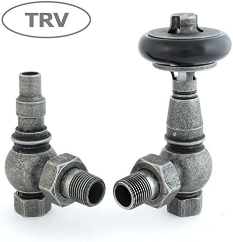 Amberley Thermostatic Radiator Valves - Pewter (Angled TRV)