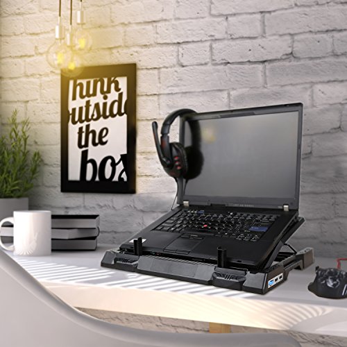 AUKEY Laptop Kühler 12-17 Zoll Ständer 5 Stufen Verstellbar, 4 Lüfter mit LEDs, 2 USB Ports, Cooling Pad Notebook Cooler Kühlpad (CP-R2) - 4