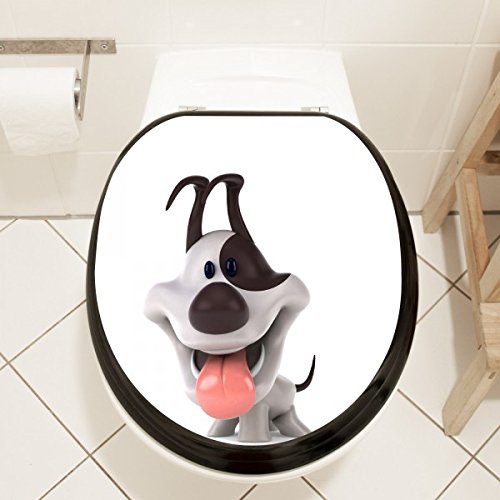 banjado – Design WC Sitz Toilettendeckel Toilettensitz 36cm x 5cm x 45cm mit Motiv Comic-Hund, Toilettendeckel:Schwarz - 3