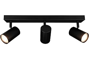 Ledvion - Foco de Techo LED, Negro, 3 Luces, Regulable, 5W, 2700K, Rectangular, Casquillo GU10, IP20, Inclinable, Incluye Bombilla GU10
