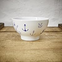 Schale / Müslischale maritimes Design Anker - Porzellan blau-weiss von Ahoi Marie
