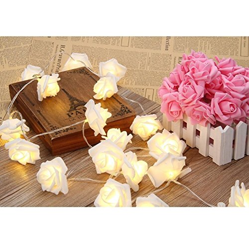 Blumen LED Lichterkette 20 LED Rosen Lichterkette Batteriebetrieben Innen Im Freien Beleuchtung für Garten Rasen Bar Verein Hochzeit Valentinstag Weihnachten Schlafzimmer Innendekoration - 8