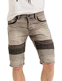 trueprodigy Casual Hombre marca Jeans Pantalon Corto elastica ropa retro vintage rock vestir moda deportivo vaquero slim fit designer cool urban fashion tejanos denim short color gris 6272103-2055