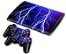 Produktbild Sony PS3 Playstation 3 Super Slim Skin Design Foils Aufkleber Schutzfolie Set - Lightning Motiv