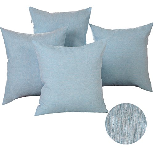 Deconovo 4er Pack Leinen kissenhülle Kissenbezüge Sofakissenbezug 40x40 cm Himmelblau