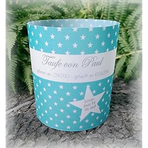 4er Set Tischlicht Tischlichter Sterne Taufe Tischdeko personalisierbar türkis