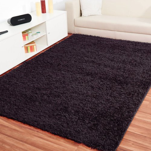Preisvergleich Produktbild Shaggy Hochflor Teppich Fluffy Schwarz - versandkostenfrei schadstoffgeprüft pflegeleicht antistatisch schmutzresistent robust strapazierfähig Wohnzimmer Schlafzimmer Kinderzimmer Flur , Größe Auswählen:80 x 150 cm