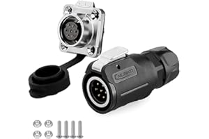 CNLINKO LP-16 Conector impermeable IP68 para cable Conector circular industrial Conector antiinterferencias Conector de aviación estanco de liberación rápida M16 2-9 Pines Zócalo de brida (7 Pines)