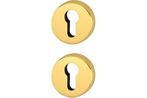 BRICOLEVA.IT Paar Rosetten Loch Zylinder kompatibel mit Yale-Loch, Düsen für Türschloss - Rosetten als Paar verkauft (rund, poliertes Messing)