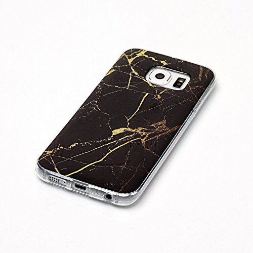 Cozy Hut Für Samsung Galaxy S6 Edge Handyhülle mit Marmor / Marble Design(schwarz / golden) | Handytasche | | Schale | | Hülle | | Case | Handy-etui | TPU-Bumper | Soft Case | Schutzhülle Cover für den optimalen Schutz ihres Samsung Galaxy S6 Edge (5,1 Zoll) – Gold schwarzer Marmor - 3