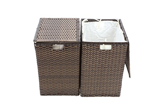 Wäschekorb aus braunem Rattan, Maße ca. 39x50x32cm - 3