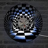 Este reloj de pared de estilo vintage está hecho de un disco de vinilo original con componente LED.
