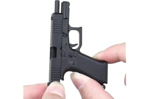 Zhongren G45 Tactical Mini Pistol Keychain 1:4 Pistol Shape Key Chain with Moving Parts Realistic Gun Pistol Keyring Model Pendant Collection Bag Charm for Army Fan Men Boyfriend Gift (Black)