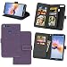Produktbild Huawei Honor 7X Hülle, Honor 7X Handyhüle, Alfort Retro Matte Einfarbige Farbe Prämie PU Ledertasche Multifunktional Lederhülle Tasche Wallet Case Cover Schutzhülle für Huawei Honor 7X Smartphone 5.93" mit 9 Kartenfächer / Foto-Slot und Standfunktion ( Lila )