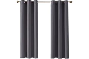 Home In Style 4U Blackout Thermal Insulated Window Curtains for living room 2 Panels Grey 90" width x 72" drop Ring Top Eyelet Curtain with Tie Backs