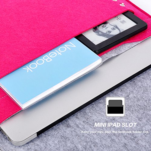 YESSBON 13,3 Zoll Macbook Air/Pro Retina Schönem Filz Sleeve Filztasche Hülle Ultrabook Laptop Tasche Notebook-Taschen Speziell für 13,3 Apple Macbook Pro Retina und Macbook Air Zoll Entworfen ( Grau Rose Rot ) - 5