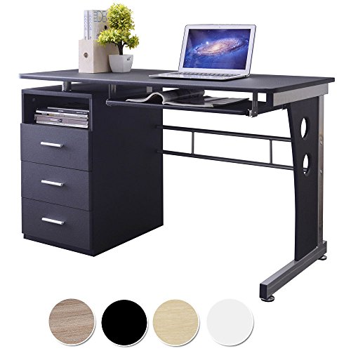 SixBros. Computerschreibtisch Schwarz/Silbergrau - S-352/2072 - MDF Schwarz - Gestell Metall Silbergrau SixBros. Computerschreibtisch Schwarz/Silbergrau - S-352/2072 - MDF Schwarz - Gestell Metall Silbergrau