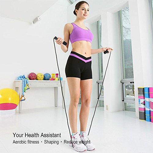 Springseil,Techrise Jump Rope Speed Rope seilspringen mit hautfreundlichen Griff und einstellbares Soft Seil für Fitnesstraining abnehmen Fat Burning übungen, für Kinder und Erwachsene -Schwarz - 5
