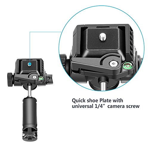 Neewer treppiede testa a sfera con 1/10,2Â cm piastra a innesto rapido con manico 2-in-1Â bar/telefono cellulare della clip per Canon Nikon Sony DSLR fotocamera digitale, videocamera, smartphone Samsung (nero)