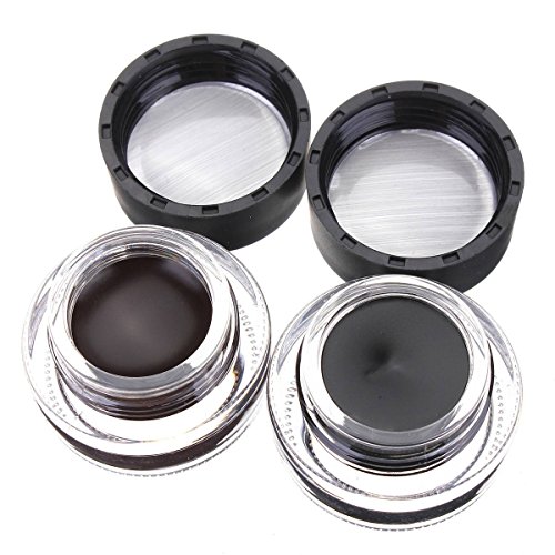 LUCKYFINE Wasserdicht Eyeliner Gel Make-up Kosmetik augen Tools Schwarz & Braun mit 2 Buerste - 3