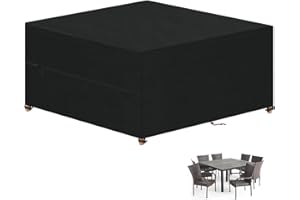 VANSHEIM Funda Muebles Jardín Impermeable Funda para Muebles de Jardin Exterior Funda para Mesa Jardin Exterior 420D Oxford Tela Protector Muebles Jardin Cubierta Mesa y Sillas Jardin 230x230x85cm