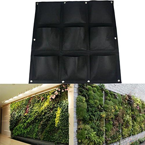 9 Pockets Vertical Garden Hanging Wall Planter, AMARS Green Field Wall-mounted Planter Pouch for Indoor, Outdoor, Herbs, Patio, Balcony, Kitchen (72 cm * 72 cm, Premium Strong &amp; Durable, Breathable)