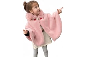 Proumhang Mädchen Kapuzen Cape Umhang,Winter Warm Outdoor Schal Poncho,Kapuzenmantel Jacke,Prinzessin Capelet Wrap,Baby Kinder Kleinkinder Kleinkinder Schneeanzug Oberbekleidung