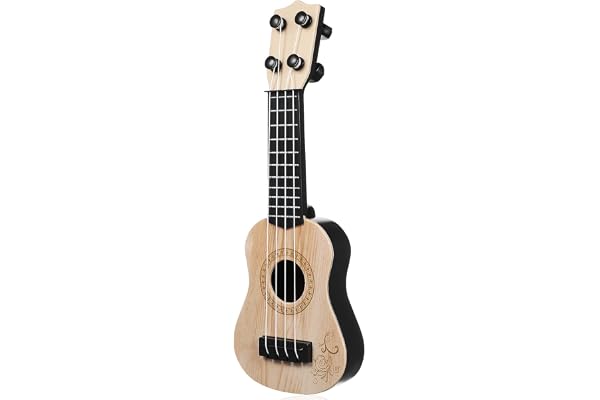 SAFIGLE Mini ukulélé jouet pour enfants : 25 cm, guitare à 4 cordes pour l'éducation musicale, jouet éducatif amusant, cadeau pour enfants, en plastique beige