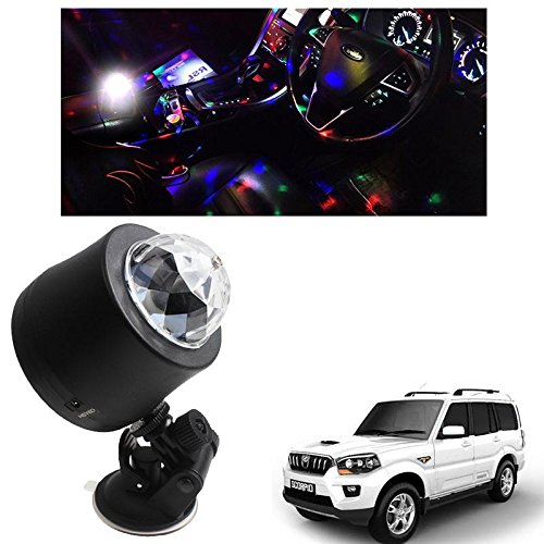 Vheelocityin Autowizard Starry Effect USB Disco Ball Ambient Car Interior Light for Mahindra Scorpio New