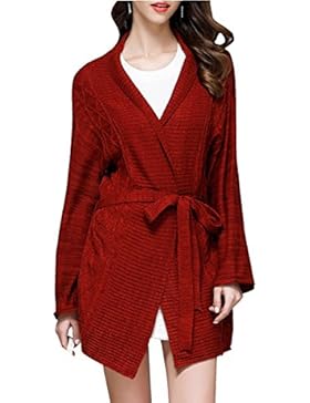 ELLAZHU Donna Cardigan Con Risvolto Con Cinsura E Maniche Lunghe Sciolte Per Autuno YY10