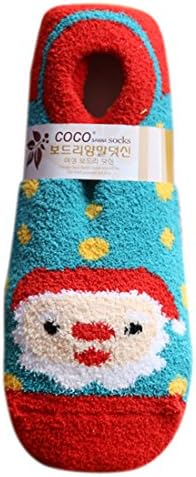 Moonuy Christmas Girls Suede Socks,Unisex Non-slip Soft Breathable Warm Fluffy Santa Claus Socks (Red)