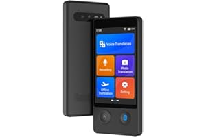 HeavenBird Portable Language Translator Device, 144 Languages Smart Two-Way Instant Voice Translator, 97% Accuracy Offline Translator with 3.7 HD Touch Screen for Travel, Business Black