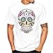 Produktbild Angebote, Deals,Herren T-Shirt Ronamick Männer Mode Schädel Kopf Boy Plus Size Print Tees Kurzarm Baumwolle T-Shirt Bluse Tops (Weiß, 4XL)
