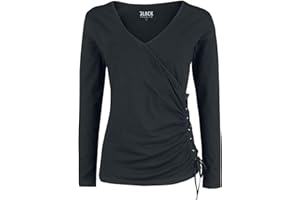 Black Premium by EMP Damen schwarzes Langamrshirt mit Schnürung