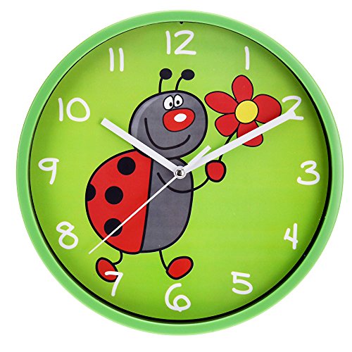 Kinder Wanduhr Marienkäfer Ø 23cm, grün