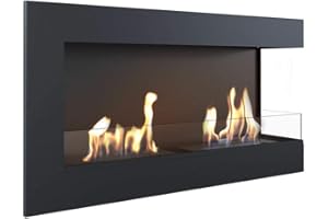 Biocamino Delta di Kratki, camino angolare, caminetto da parete da 900 x 280 mm, con vetro da 4 mm, ideale per interni aperti e moderni, con certificazione TÜV – Rheinland, aperto verso destra.