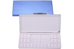 Manci Palette d'aquarelle étanche 24 godets avec deux zones de mélange spacieuses supplémentaires - Palette pliable pour aquarelle, gouache, peinture acrylique Taille unique bleu