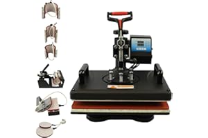 YESUITME 38x30 cm Heat Press Machine 15"x 12" Heat Press Professional 8 in 1 Swing Away Sublimation Heat Press for Clothes Caps Mugs Mouse Pad Tote Bag and More for DIY Charity or Business