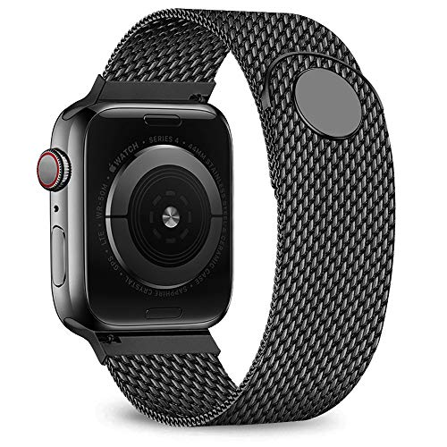 jwacct Compatible para Apple Watch Band 38 mm 40 mm 42 mm 44 mm, Ajustable Malla de Acero Inoxidable Pulsera Sport Loop para iWatch Series 4 3 2 1, 38mm/40mm, Negro