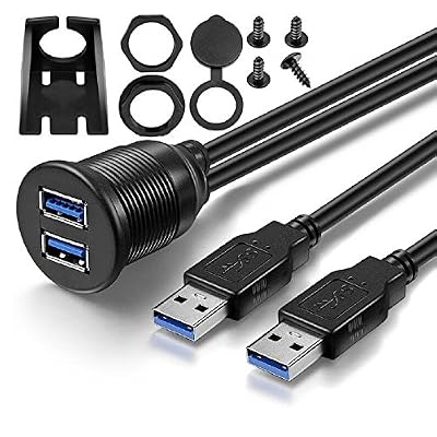 Bolongking Câble USB encastré, câble monté sur panneau 1 m Dual USB 3.0 Rallonge câble monté USB support pour tableau de bord pour voiture, bateau, moto