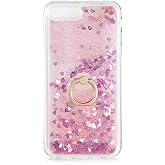 Aksesuarcim Apple iPhone 8 Plus ile Uyumlu Kılıfı Şeffaf Silikon Sıvılı Simli Y&uuml;z&uuml;k Stand Olabilen Kamera Lens Korumalı Tarz 