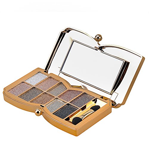 Augenschminke 10 Farben Wasserdicht Glitter Lidschatten Eyeshadow Palette make up Palette mit Pinsel (Type6) - 3