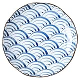 Tamaño: 9 pulgadas Tony plate Menaje De Cocina Vajilla De Cerámica para El Hogar, Esmalte Sin Plomo, Coloridas Ondas De Mar, Discos Grandes