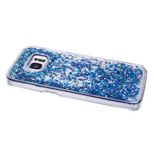 Galaxy S7 Schutzhülle,Galaxy S7 Hülle,Galaxy S7 Flüssig Glitzer Hülle,Ukayfe Cool 3D Schwimmend Treibsand Flüssige Fließend Wasser Luxus Bling Hardcase Strass Glitzer Transparent Schutzhülle Crystal Clear Hülle Handyhülle Tasche Durchsichtig Hart PC Hüllen Handycover Schutz Cases Etui mit für Samsung Galaxy S7 & 1 x Schwarz Eingabestift (Blau) - 3