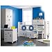 YJBE Loft Bed With Stairs and Drawer Storage Toddler Furniture Princess or Captain (Blue Caption)