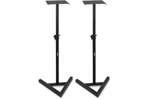 Vonyx SMS20 Conjunto de Soportes para Monitor de Estudio, de Suelo, Regulables en Altura, Pinchos de Suelo amortiguadores y Revestimiento Antideslizante